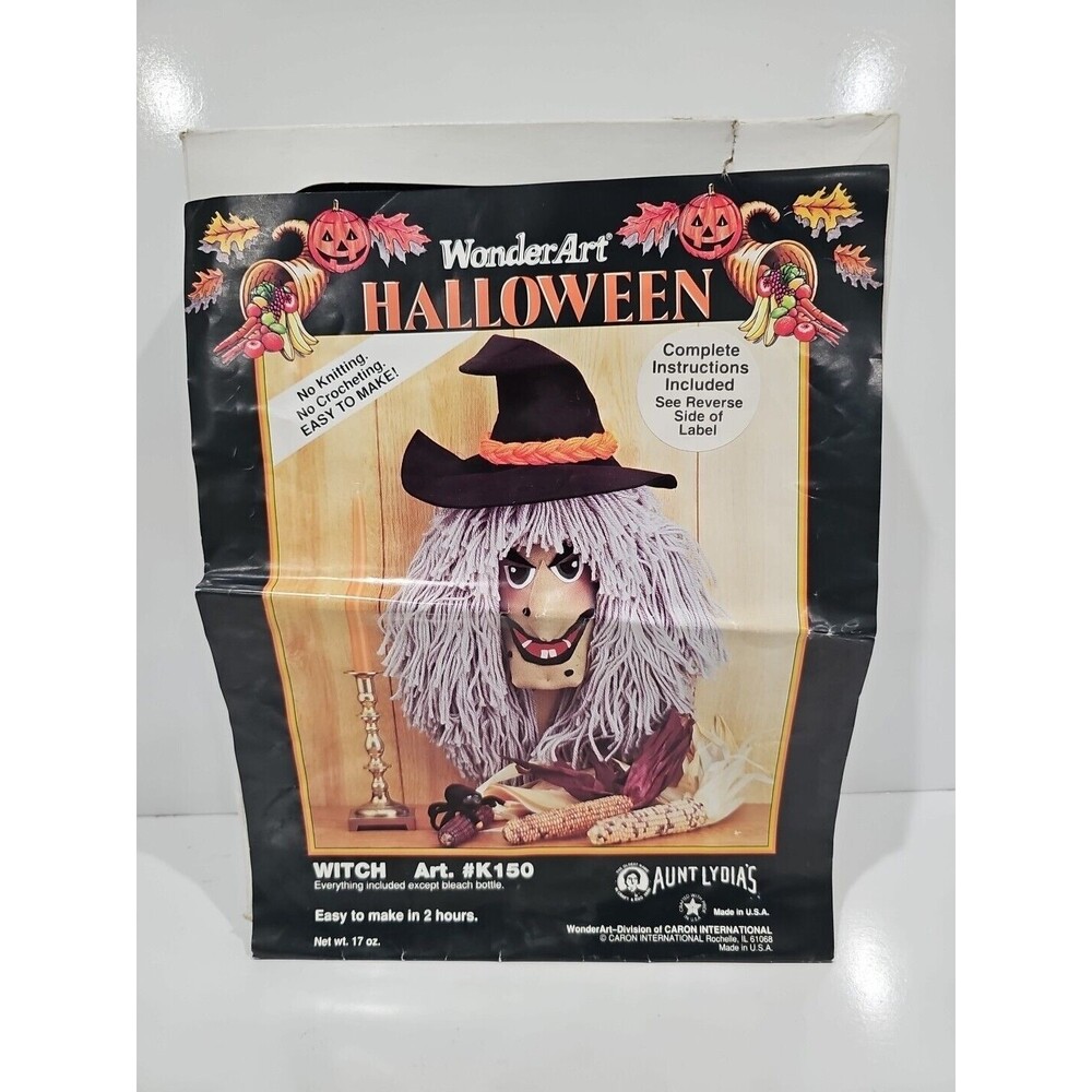 WonderArt Halloween Witch Art Kit # K150 Aunt Lydia's Easy To Make NEW Open Box